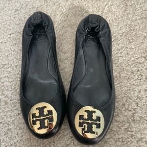 Tory Burch Travel Minnie Flat. Black. Size 7. Worn once.